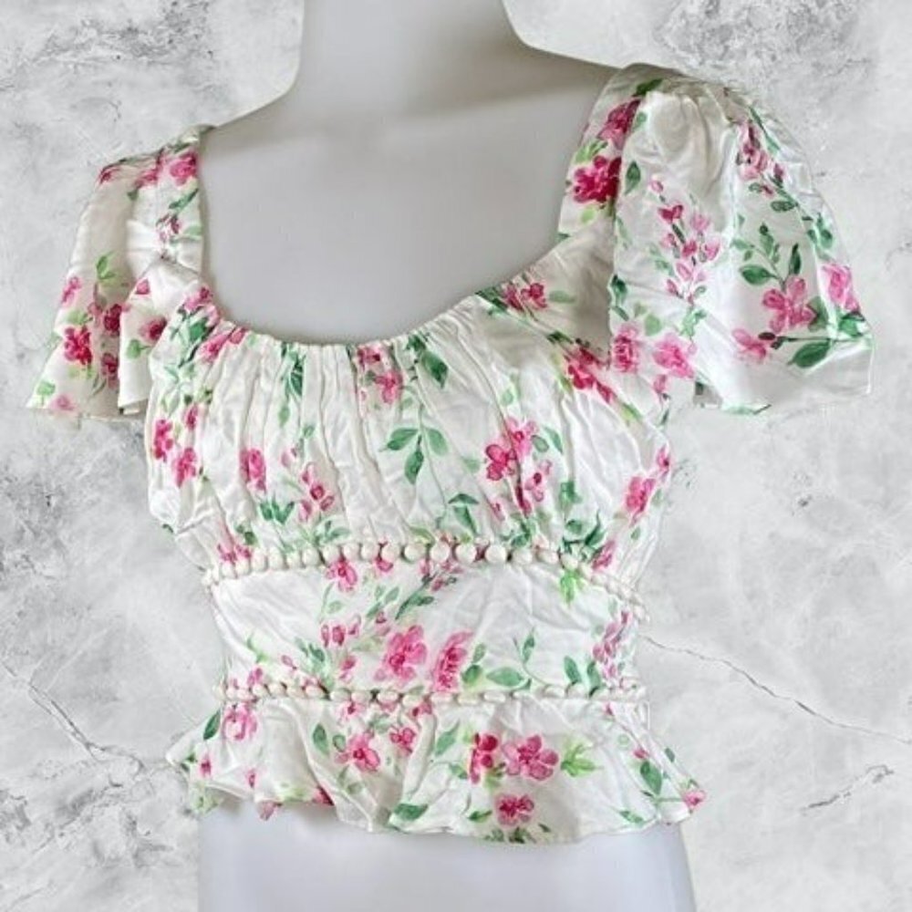 MAJORELLE Lakeland Floral Crop Top - White Raspberry - Picture 4 of 8